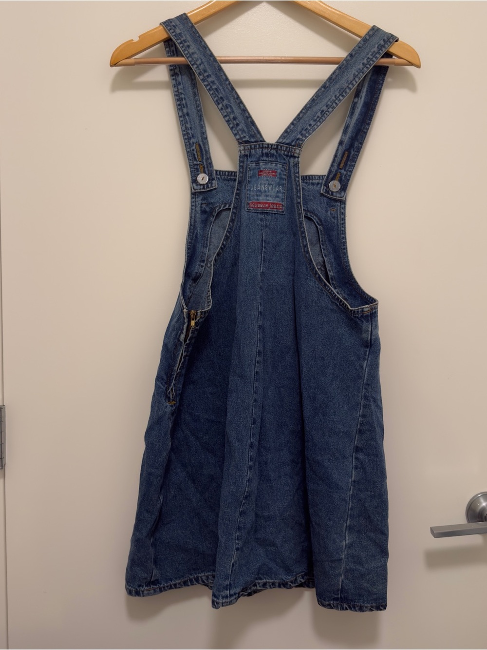 Vintage 1990s Denim Pinafore Dress Jumper Size Medium M Squeeze New York Jumper - Picture 4 of 4